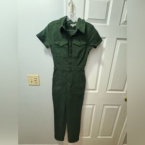 Good American Fit for Success Denim Jumpsuit in Fern/Green Size 1/Small